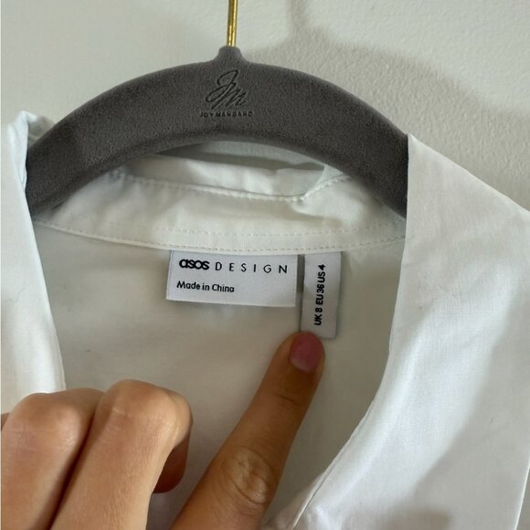ASOS Design White Long Sleeve Fitted Collared Button Front Shirt - Picture 6 of 9